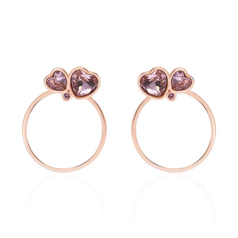 Orecchini a cerchio in metallo rosato e pietre con cuori - Spannringe Damen | OROVIVO