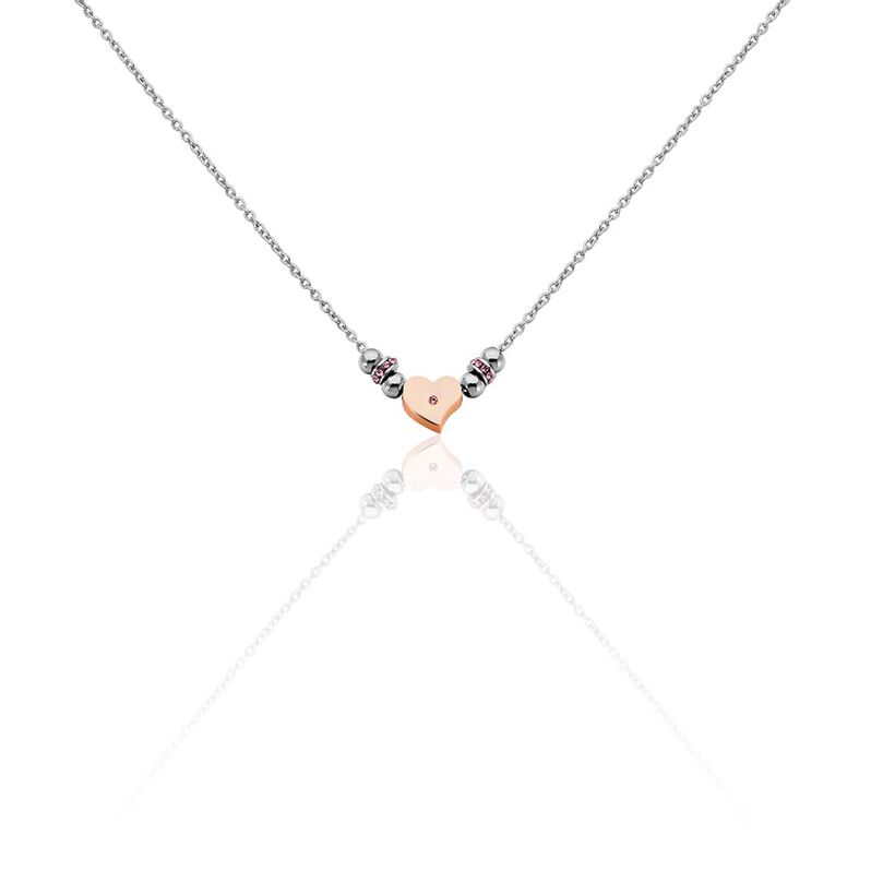 Collana Cuore in acciaio bicolore e strass - Spannringe Damen | OROVIVO