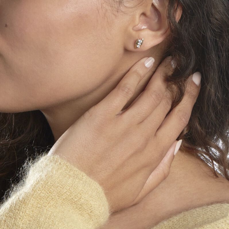 Boucles D'oreilles Pendantes Phoeby Or Jaune Oxyde De Zirconium - Spannringe Damen | OROVIVO