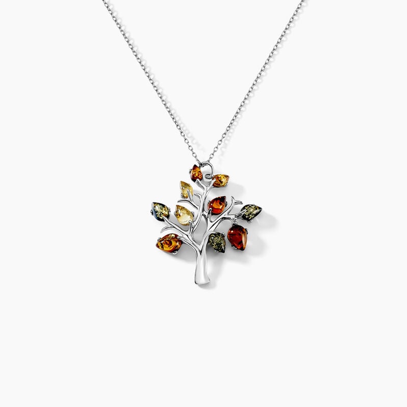Collier Arbre Argent Et Ambre - Spannringe Damen | OROVIVO