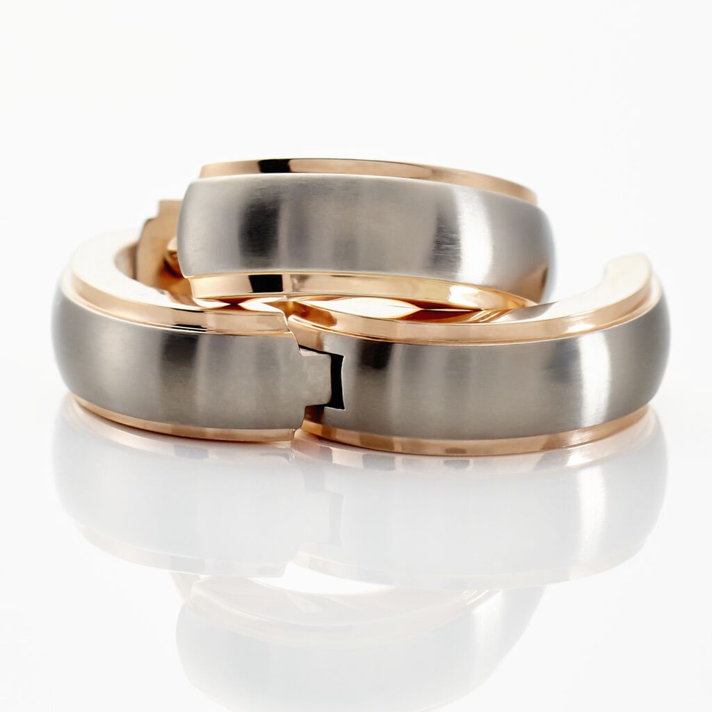 NORAH Damen Creolen Titan Bicolor Silber/Ros&eacute;gold B 4,7 mm