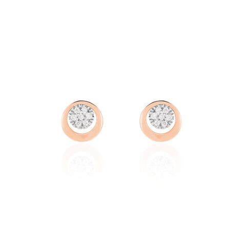 Damen Ohrstecker Roségold 375 Diamanten Kreis Rosa - Ohrstecker Damen | OROVIVO