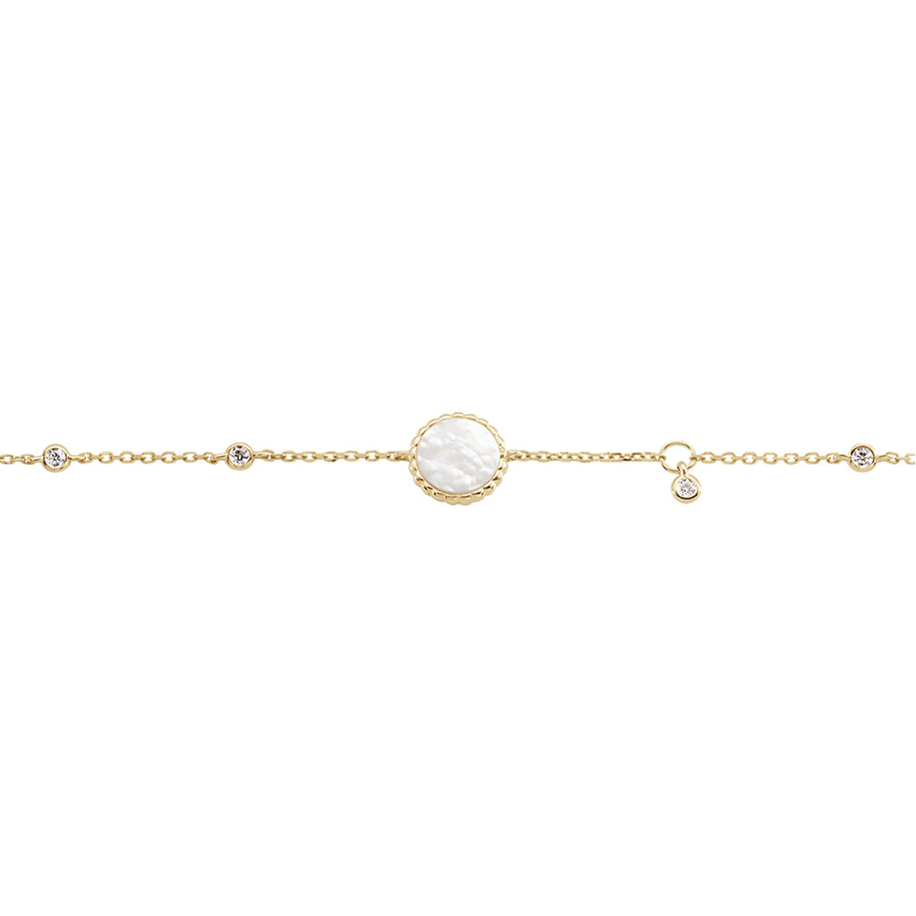 Damen Armband Gold 375 Perlmutt Weißer Perlmutt Kreis Uyen - Armbänder mit Anhänger Damen | OROVIVO