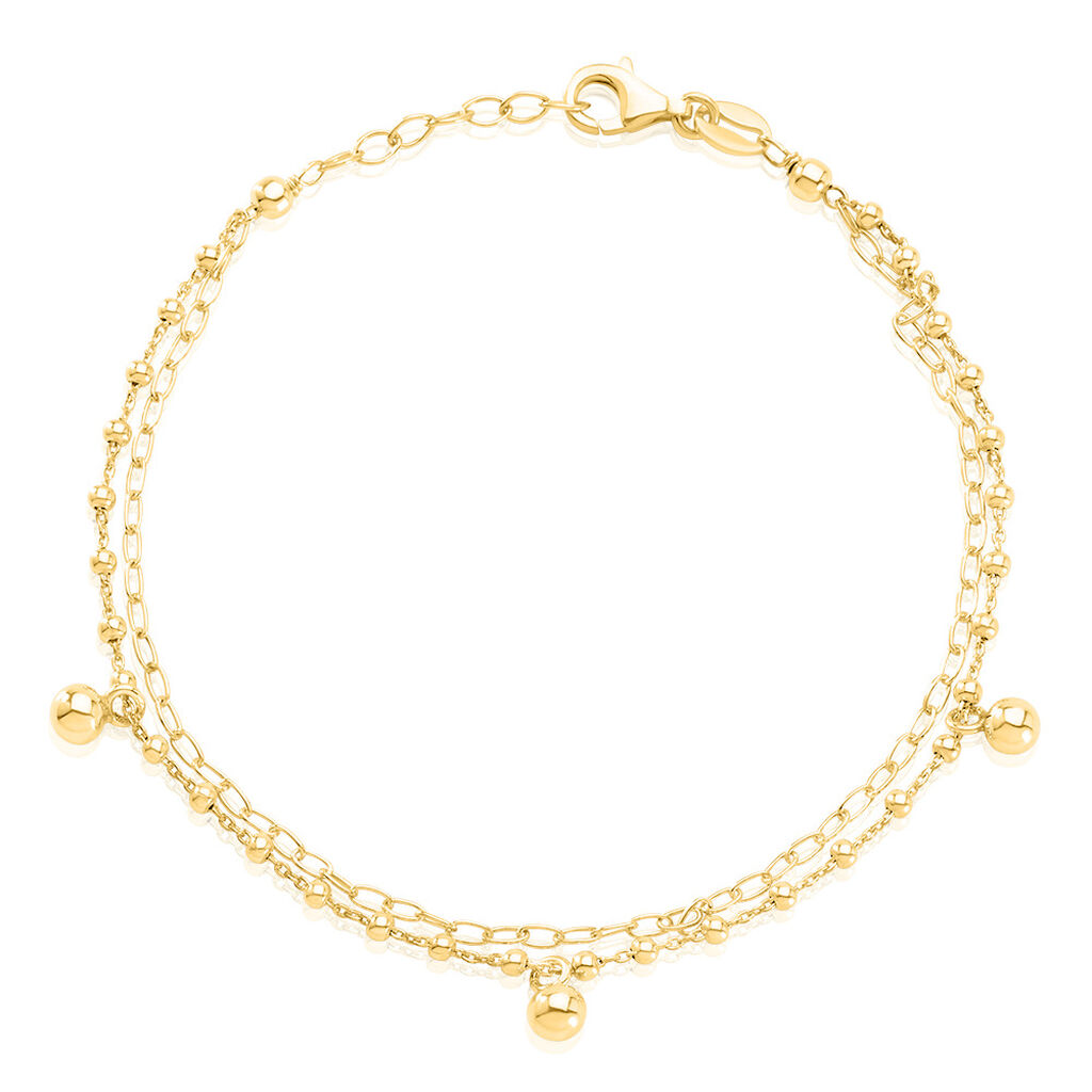 KIMBER Damen Armband Silber vergoldet 925 Ball B 2 mm, Armband ohne Stein