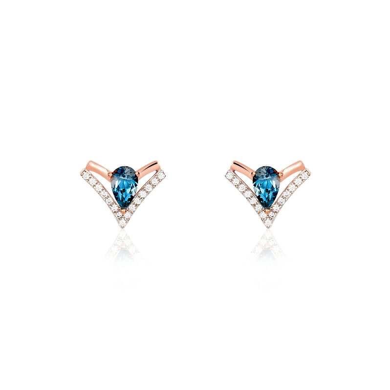 Boucles D'oreilles Puces Yalina Or Rose Topaze Et Oxyde De Zirconium - Spannringe Damen | OROVIVO