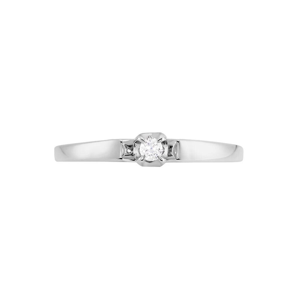 LINI Damen Ring Wei&szlig;gold 375 (9 Karat) Diamant Wei&szlig; 0,03 ct