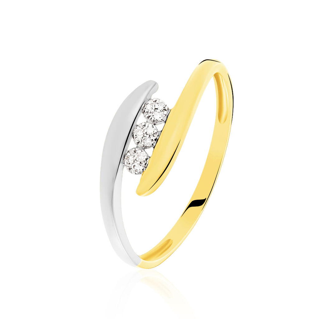 Thumbnail - DELPHINE Damen Ring Gold Bicolor 375 (9 Karat) Diamant Weiß 0,03 ct, Ring mit Stein