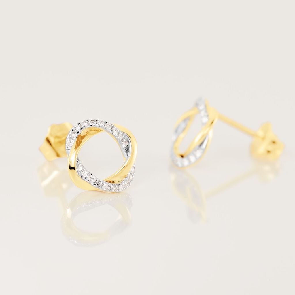 SERENE Damen Ohrstecker Gold 585 (14 Karat) Diamant Wei&szlig; 0,14 ct