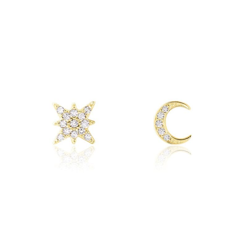 Boucles D'oreilles Dépareillées Munroe Or Jaune Oxyde De Zirconium - Spannringe Damen | OROVIVO