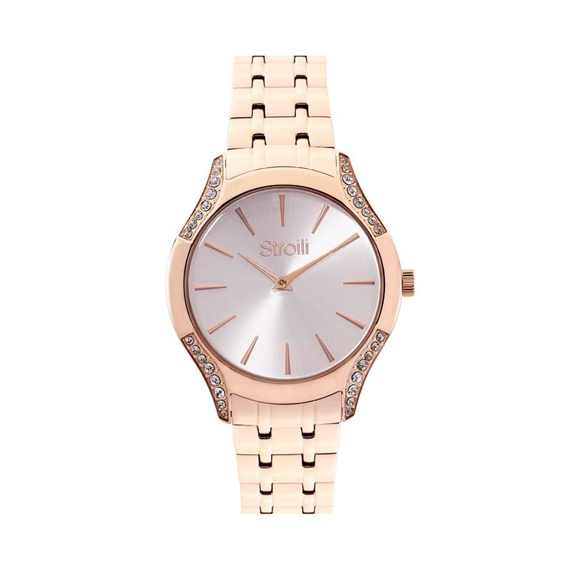 Orologio solo tempo Doha con cinturino e cassa in acciaio rosato - Spannringe Damen | OROVIVO