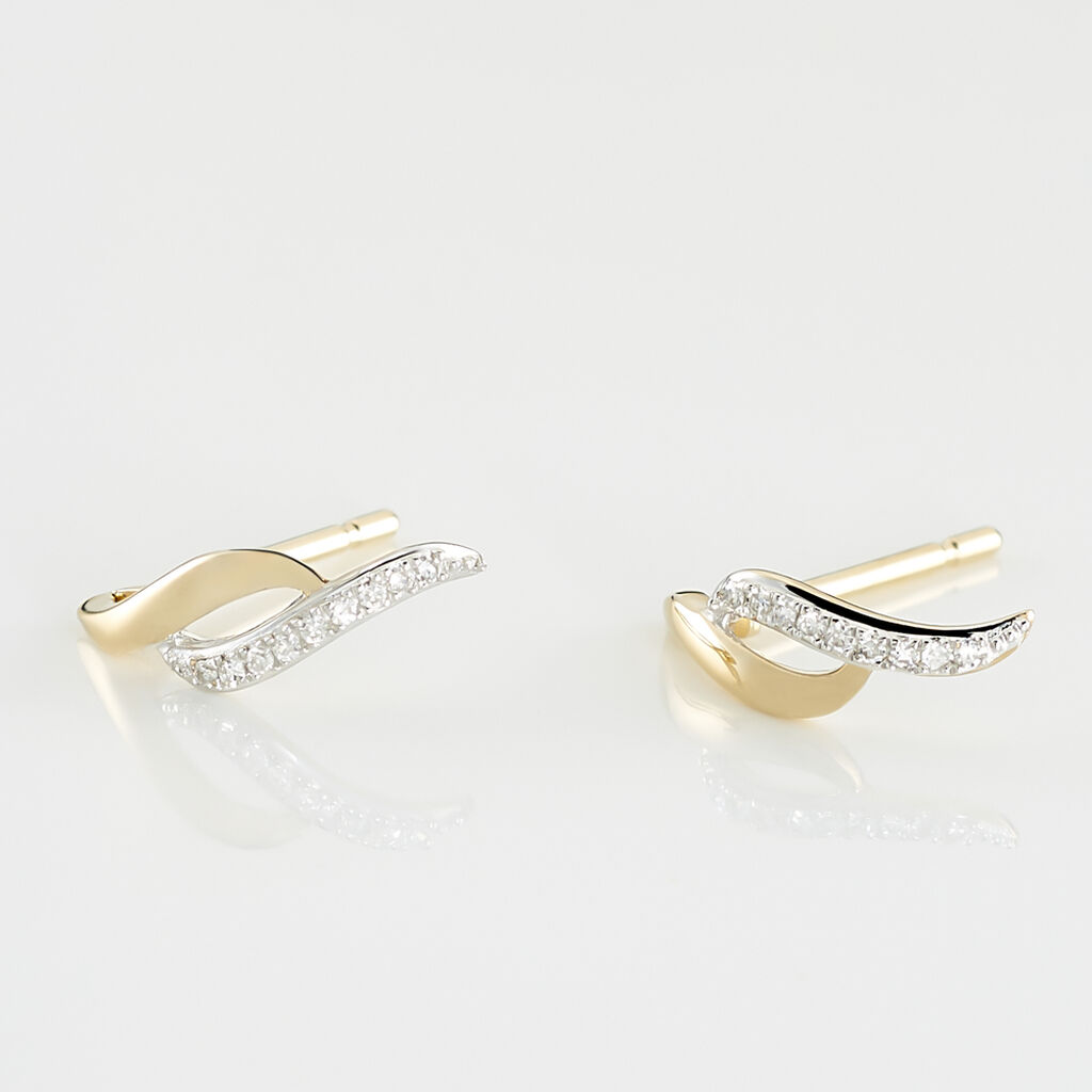 Boucles D'oreilles Or Jaune Diamants - Spannringe Damen | OROVIVO