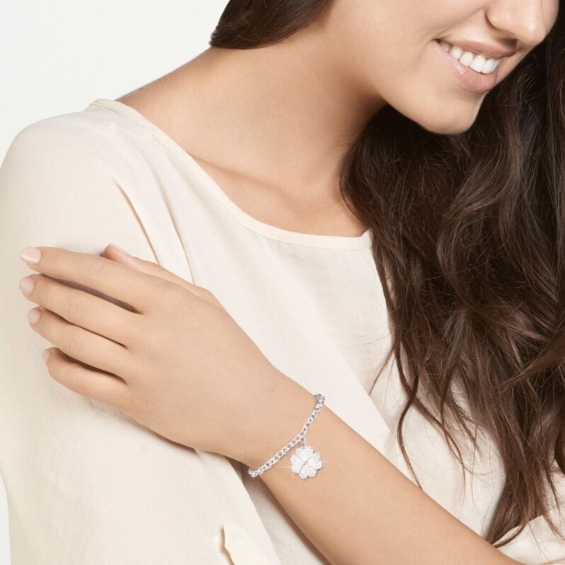 Bracciale quadrifoglio in acciaio e cristalli - Spannringe Damen | OROVIVO