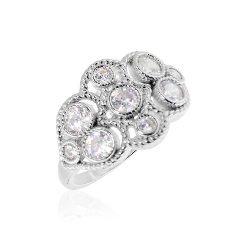 Bague Argent Rhodié Boulonnaise Oxydes De Zirconium - Spannringe Damen | OROVIVO
