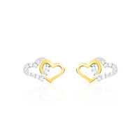 Kinder Ohrstecker Gold 375 Bicolor Zirkonia Herz