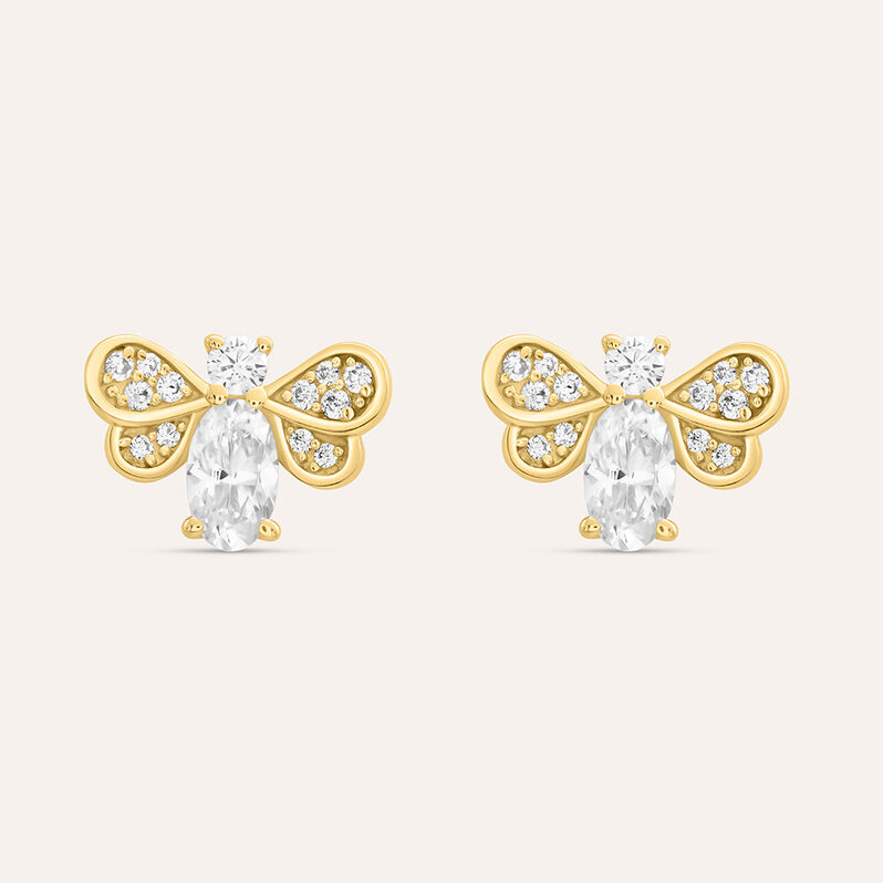 Orecchini Lobo Claire Oro Giallo Cubic Zirconia - Spannringe Damen | OROVIVO