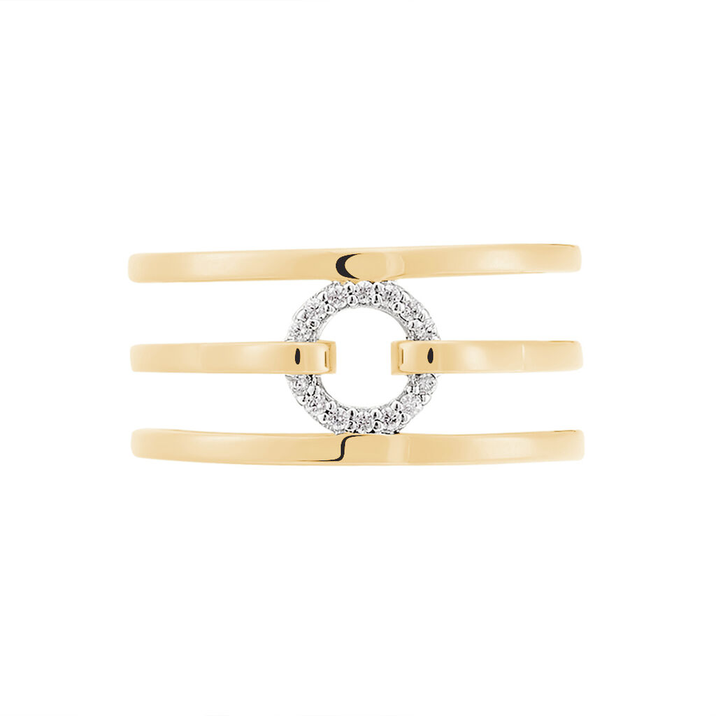 DOREEN Damen Ring Vergoldet Zirkonia Wei&szlig; Kreis B 21 mm