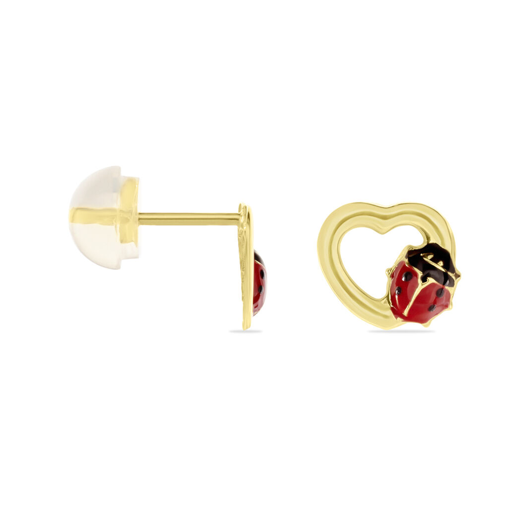 Kinder Ohrstecker Gold 375 Herz Marienkäfer - Ohrstecker Kinder | OROVIVO