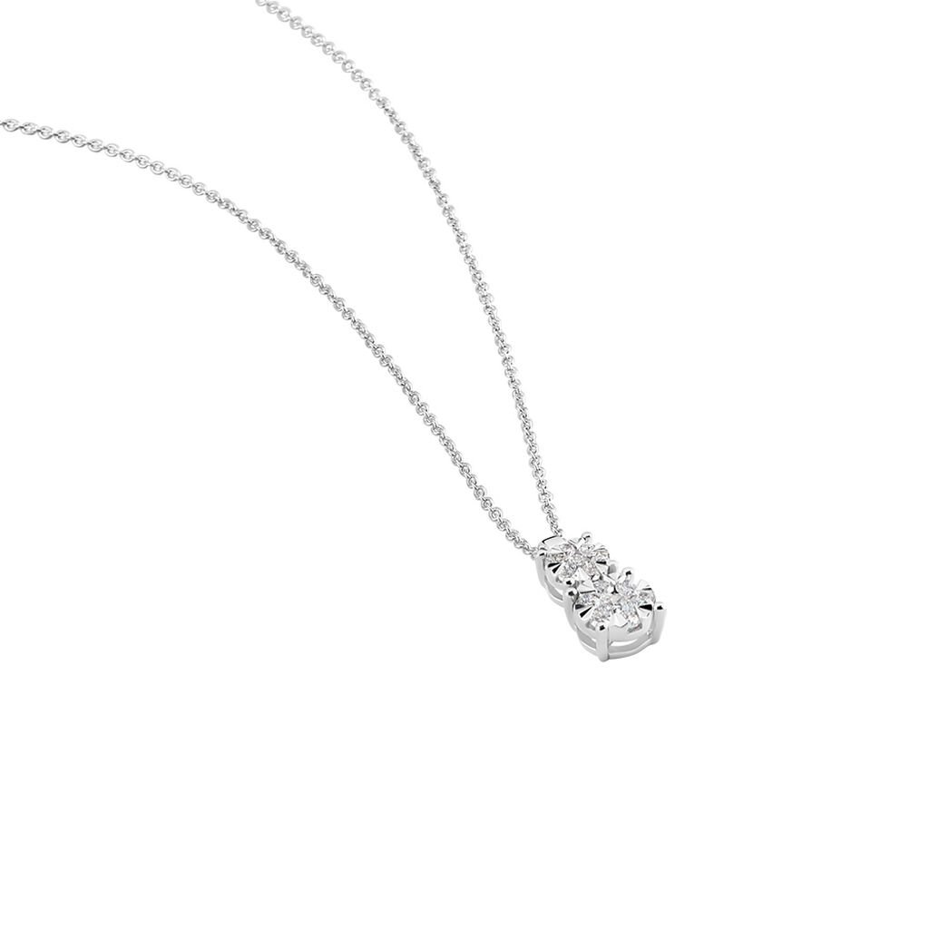 Damen Collier Weißgold 750 Diamant 0,15ct Kreis Petali 1 - Halsketten Damen | OROVIVO