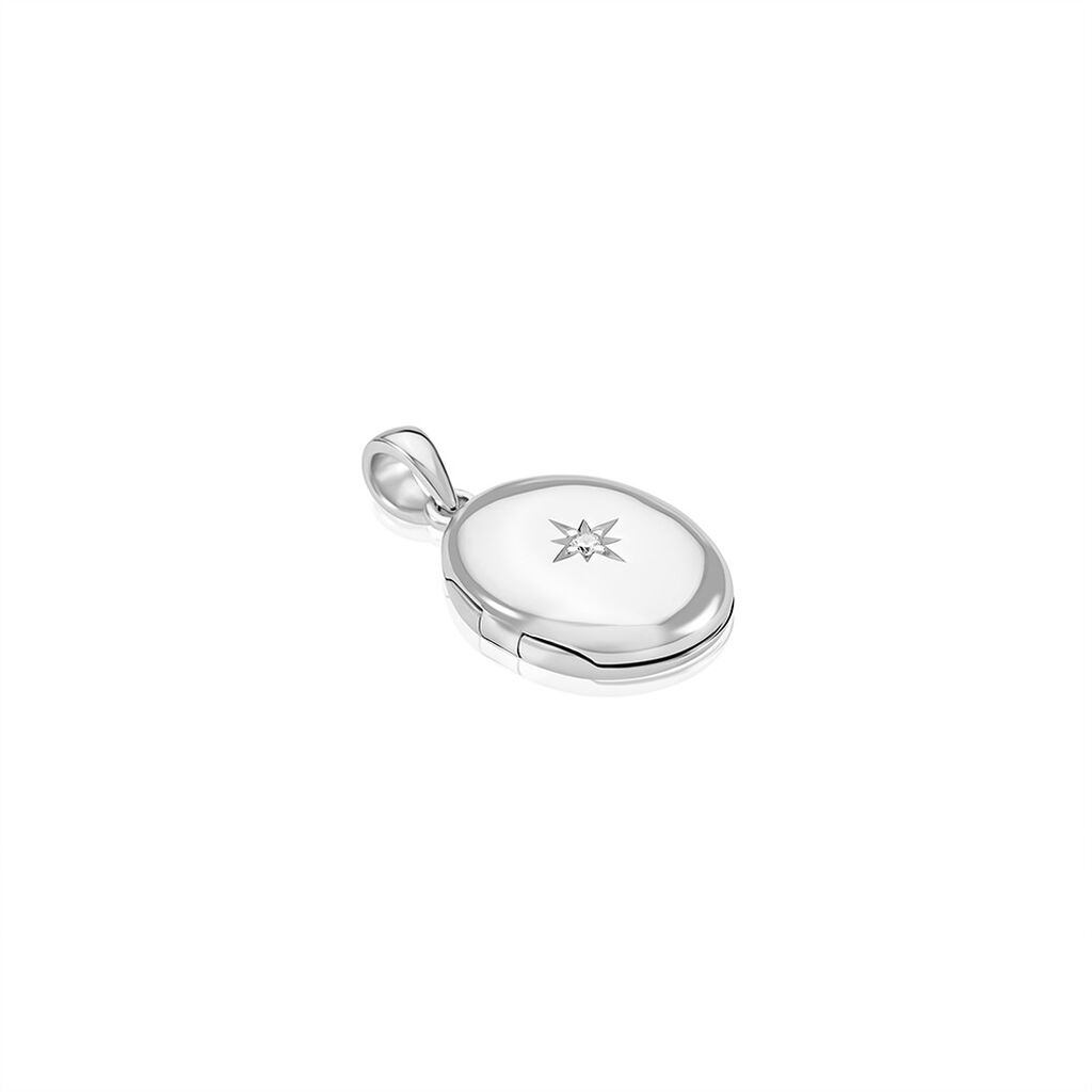 SYLENNE Damen Anhänger Silber 925 Zirkonia Weiß 0,01 ct Oval, Anhänger mit Stein