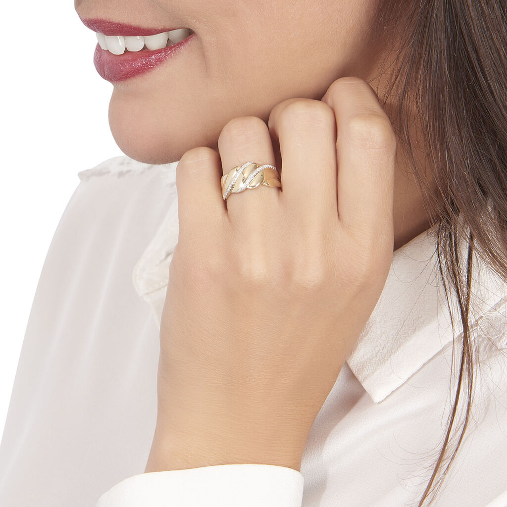 Bague Or Jaune Elyanne Et Diamants - Spannringe Damen | OROVIVO