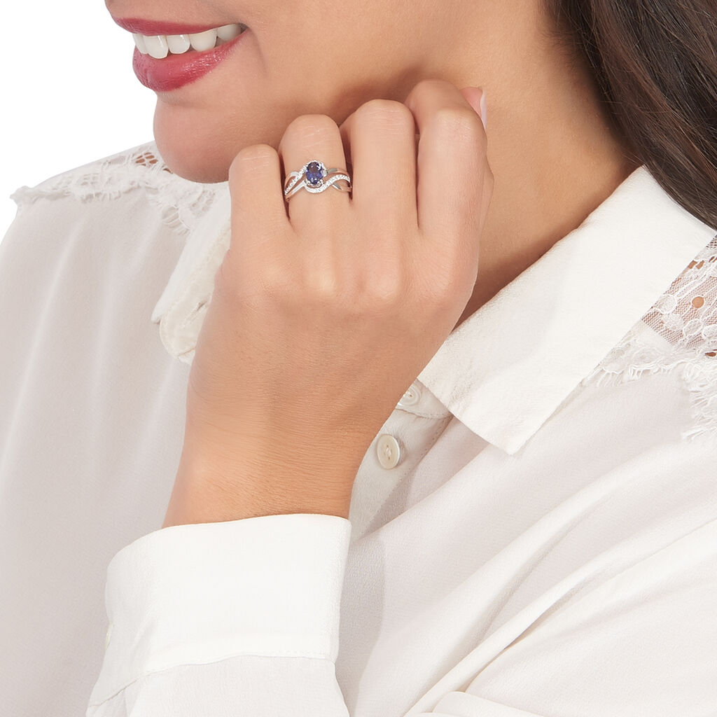 Bague Or Weiss Josyne Iolite Vagues Diam - Spannringe Damen | OROVIVO