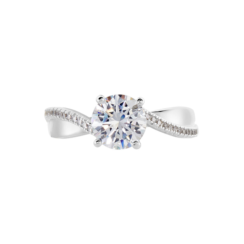 Damen Ring Silber 925 Zirkonia Wei&szlig; 2,020 ct B 1,6 mm