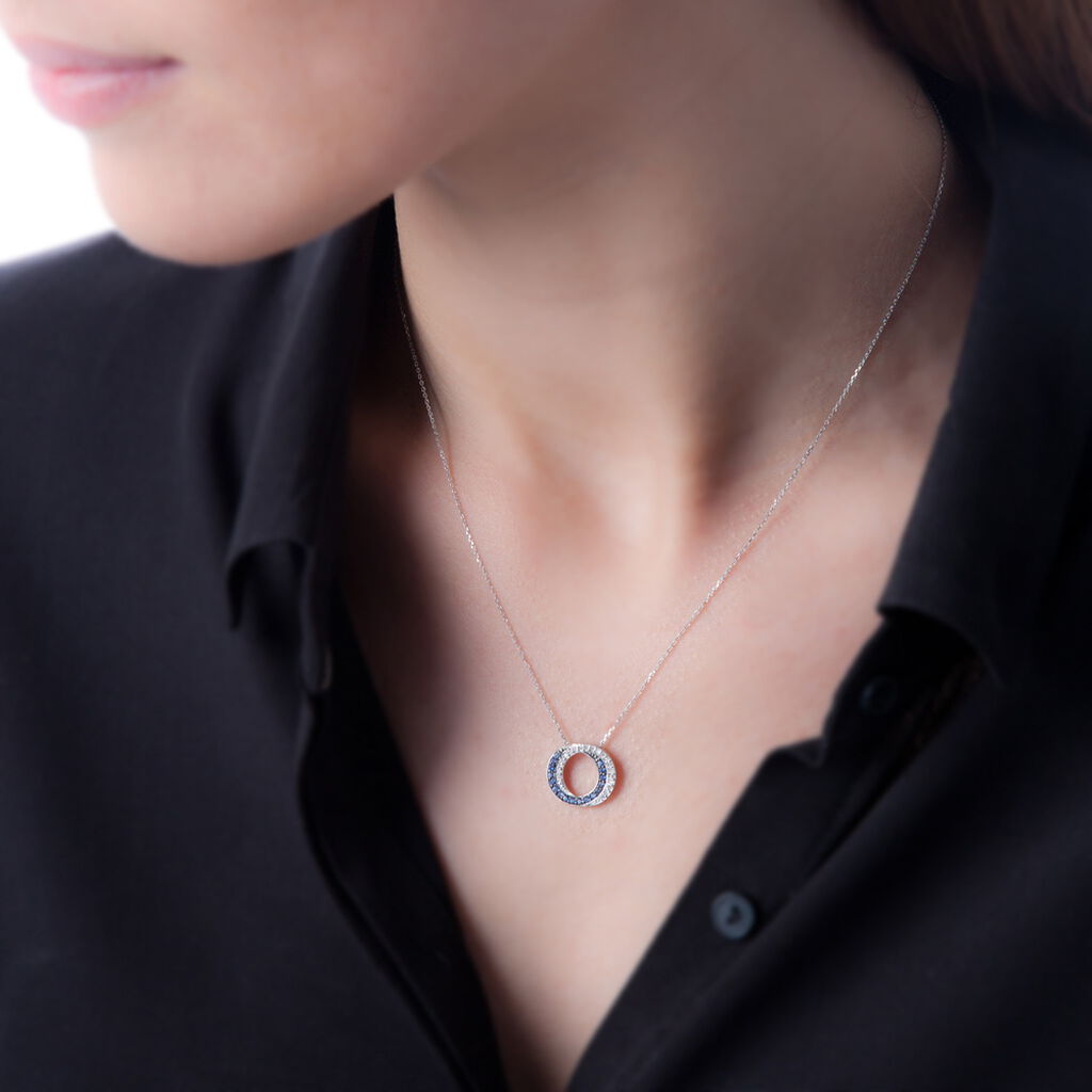 Collier Ziya Or Blanc Saphir Et Diamant - Spannringe Damen | OROVIVO