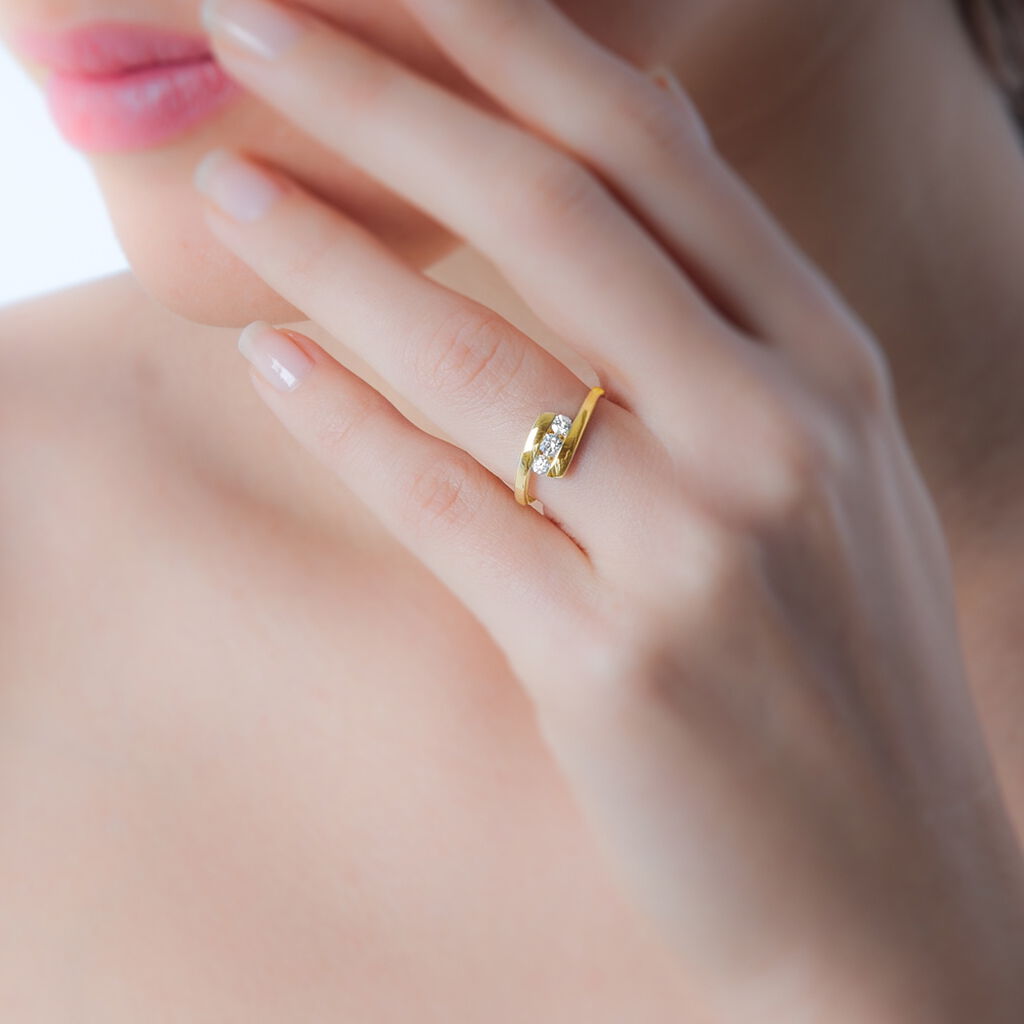 Bague Trilogie Or Jaune Diamant - Spannringe Damen | OROVIVO