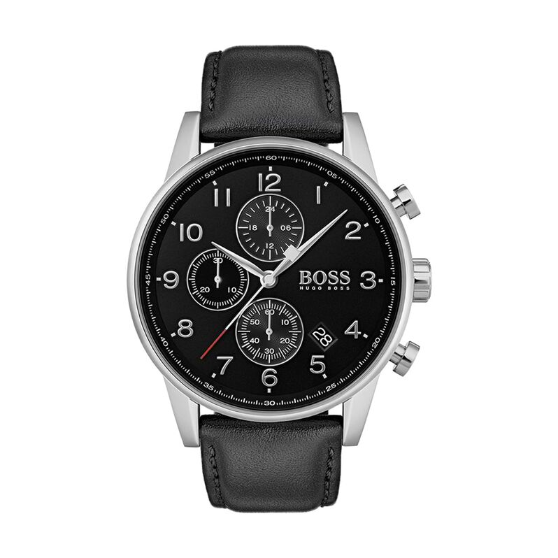 Orologio cronografo Hugo Boss linea Navigator cinturino in pelle e cassa acciaio - Spannringe Herren | OROVIVO