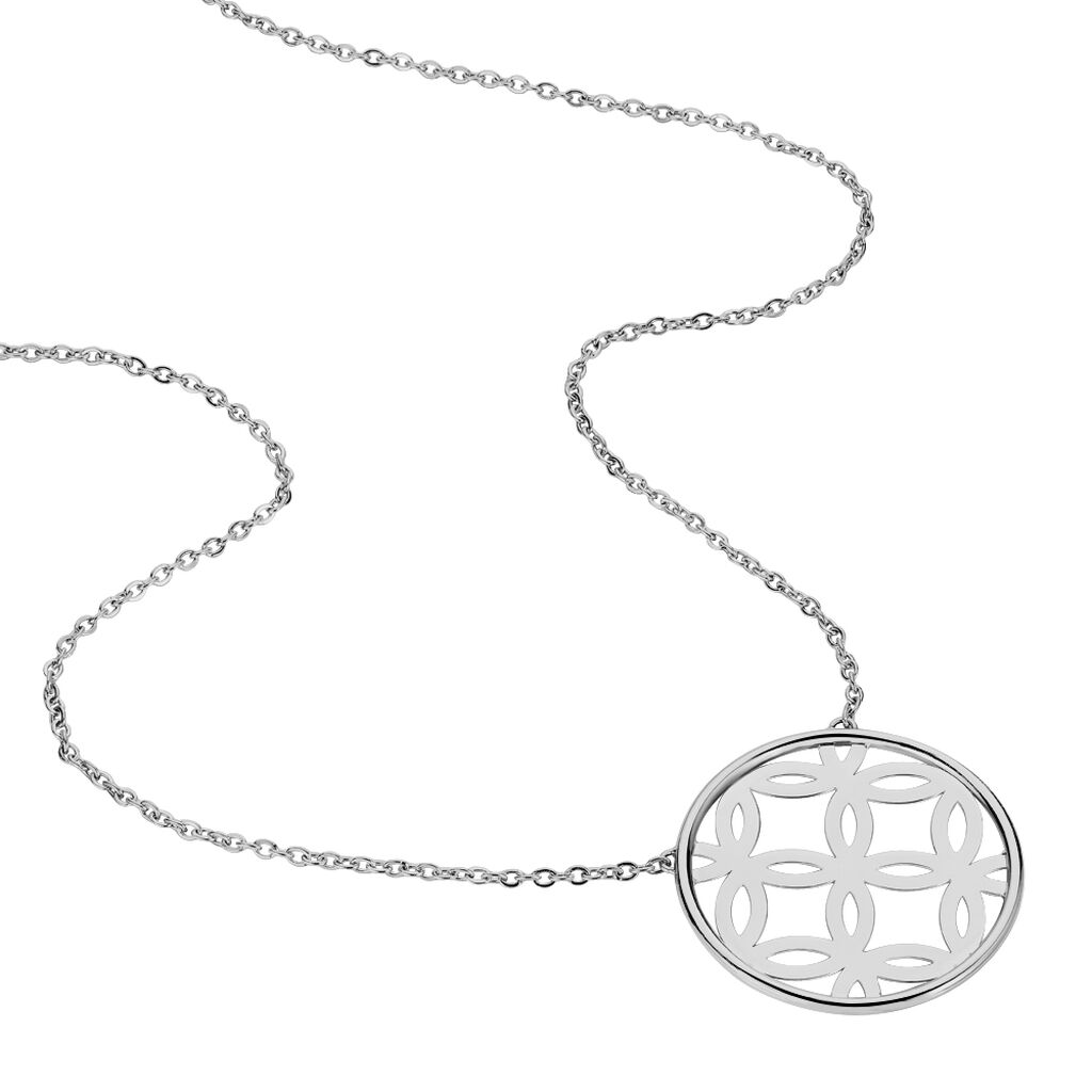 Collier Acier Lise Cercle Motifs Fleurs - Spannringe Damen | OROVIVO