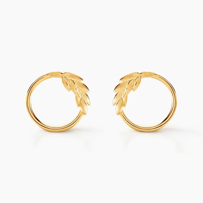Boucles D'oreilles Puces Foliel Or Jaune - Spannringe Damen | OROVIVO