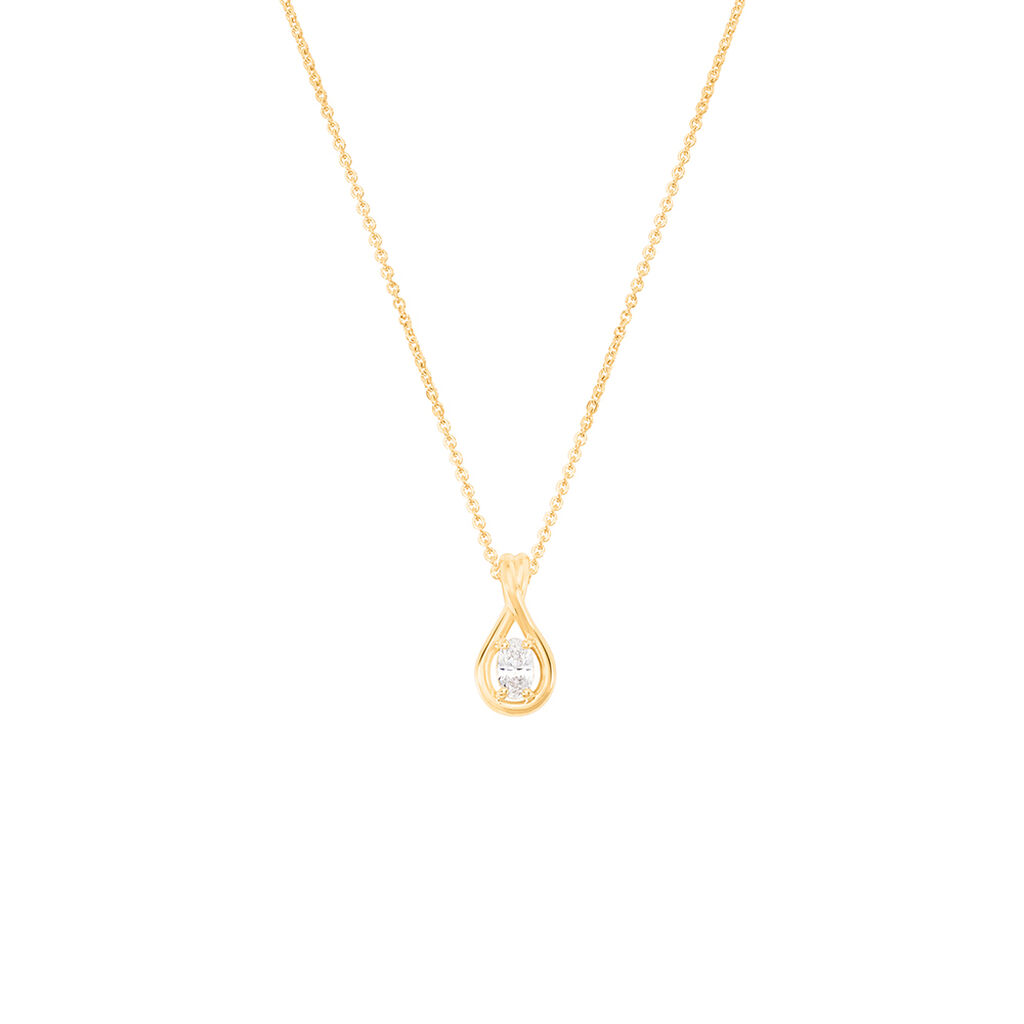REMI Damen Collier Vergoldet Zirkonia Wei&szlig; Tropfen