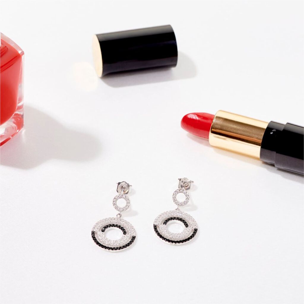 Damen Ohrstecker Lang Silber 925 Zirkonia Kreis - Ohrringe mit Stein Damen | OROVIVO