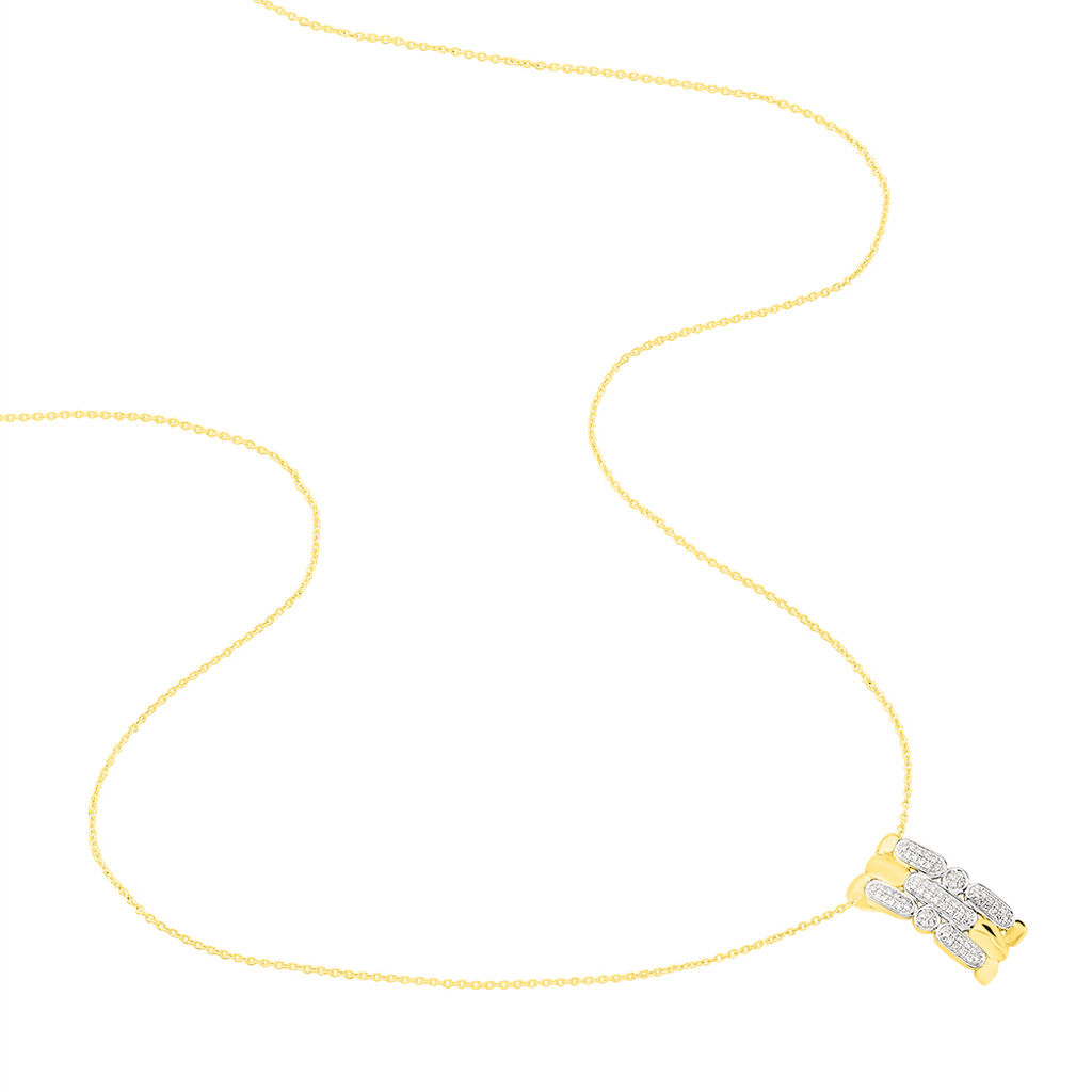 ETTA Damen Collier Gold 375 (9 Karat) Diamant Wei&szlig; 0,14 ct Barren