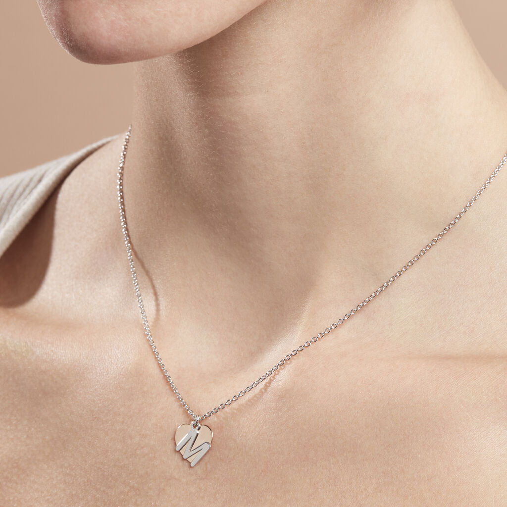 Damen Halskette Silber 925 Bicolor Buchstabe M - Halsketten Damen | OROVIVO