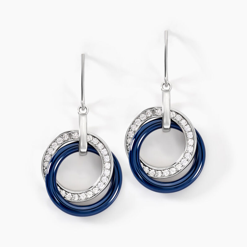 Boucles D'oreilles Pendantes Grizzel Argent Rhodié Céramique Oxyde - Spannringe Damen | OROVIVO