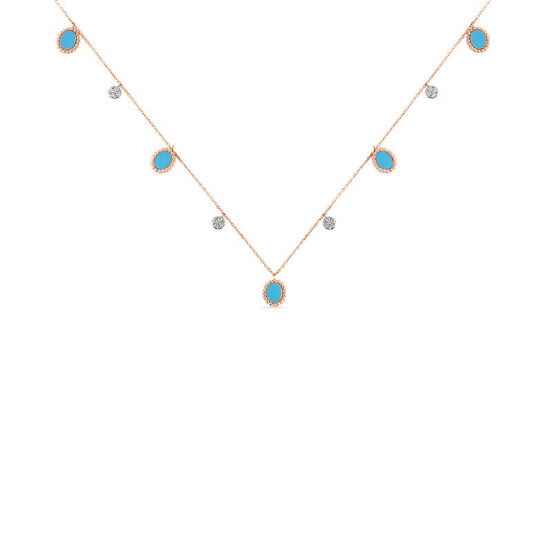 Collier Or Rose Amalle Pampilles Ovales Et Pampilles - Spannringe Damen | OROVIVO