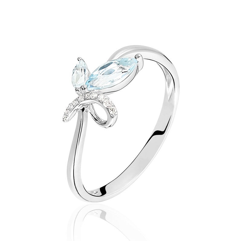 Bague Emmy Or Blanc Topaze Diamant - Spannringe Damen | OROVIVO