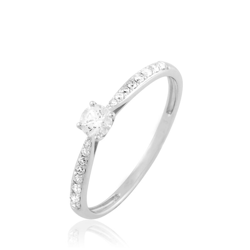 Bague Solitaire Hemera Or Blanc Diamant - Spannringe Damen | OROVIVO