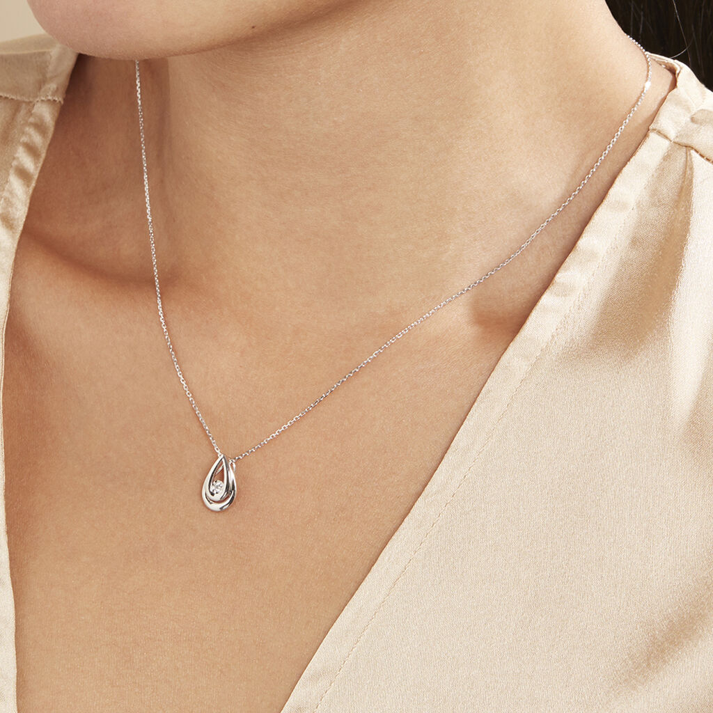 Damen Collier Weißgold 375 Diamant 0,03ct Tropfen Lindia - Halsketten Damen | OROVIVO