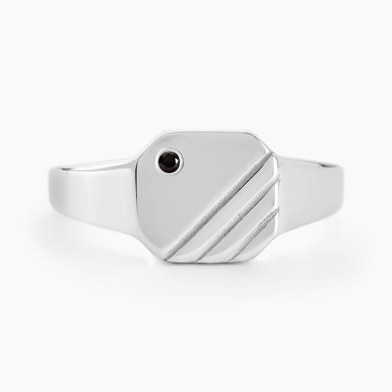 Chevalière Kaden Argent Weiss Oxyde De Zirconium Noir - Spannringe Herren | OROVIVO