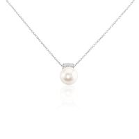 Damen Collier Silber 925 Synthetische Perle Weiß Ritej 1,20mm