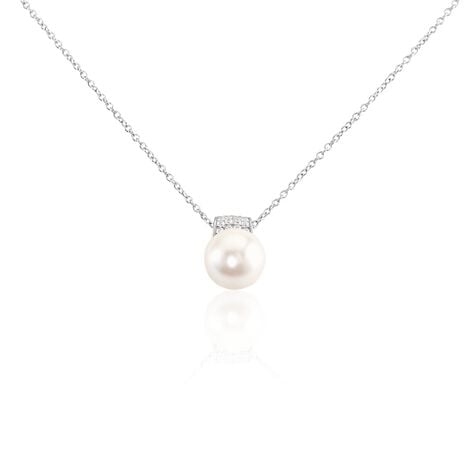 Damen Collier Silber 925 Synthetische Perle Weiß Ritej 1,20mm - Halsketten Damen | OROVIVO