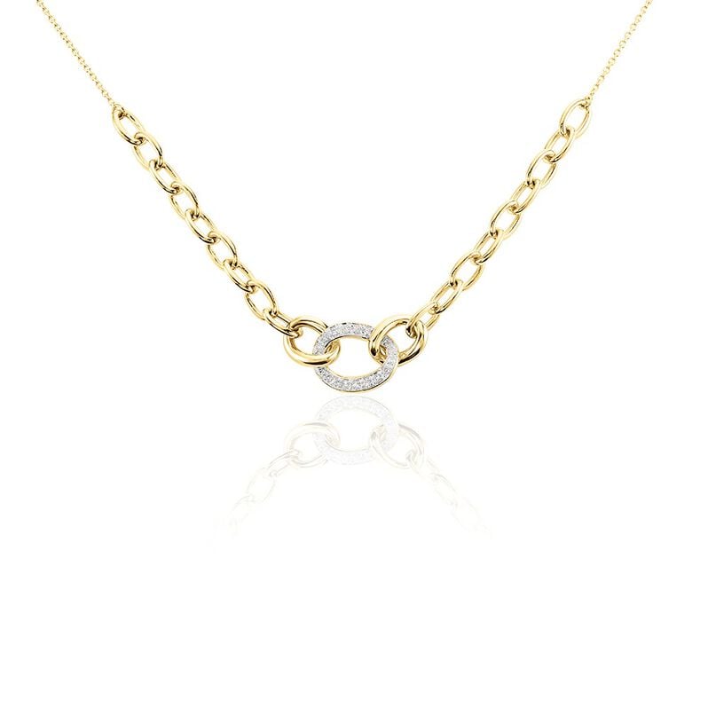 PANY Damen Collier Gold Bicolor Gelb/Silber 375 (9 Karat) Diamant Wei&szlig; 0,02 ct Oval - Halsketten Damen | OROVIVO