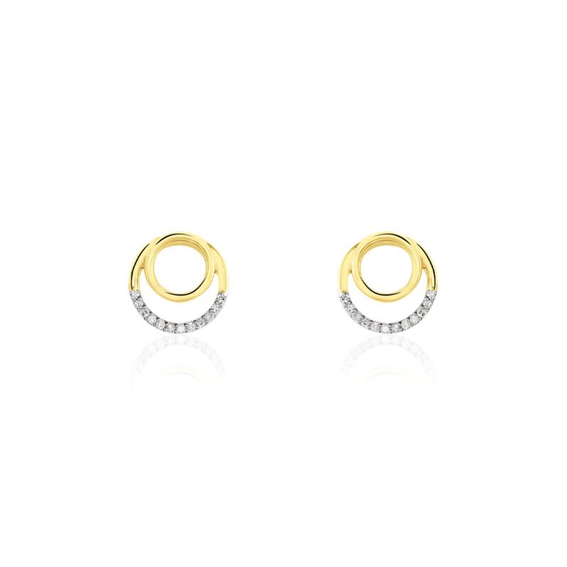 ATLANTA Damen Ohrstecker Gold 375 (9 Karat) Diamant Wei&szlig; 0,07 ct Kreis - Ohrstecker Damen | OROVIVO