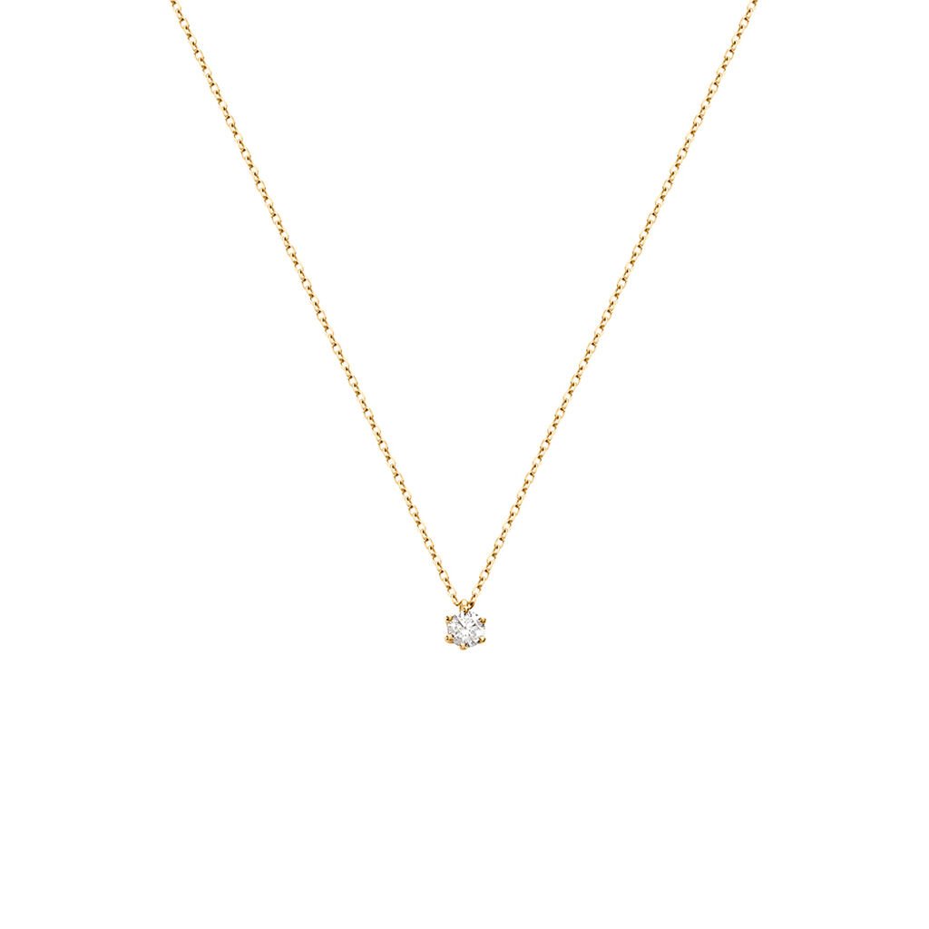 Sonate Damen Collier Gold 585 (14 Karat) Synthetischer Diamant Weiß 0,16 ct - Halsketten Damen | OROVIVO