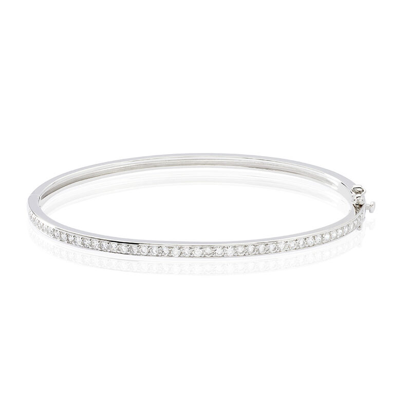 Damen Armreif / Armspange Silber 925 Rund Weiß Geometrisch Brielle 66,00mm - Armreifen Damen | OROVIVO