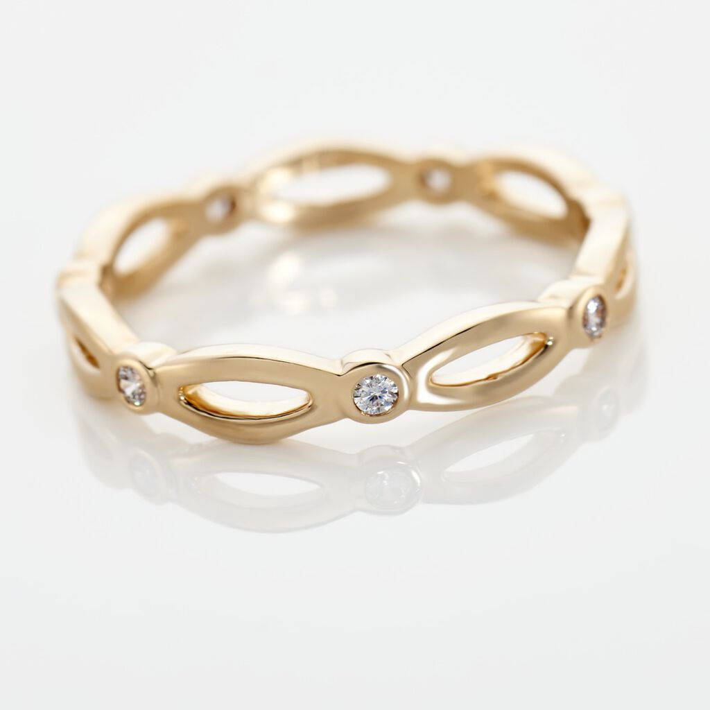 Damen Ring Vergoldet Zirkonia Wei&szlig; 0,07 ct