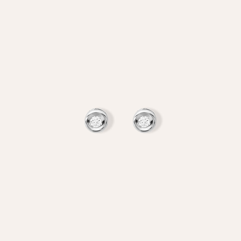 Orecchini Lobo Punto Luce Diamade Oro Bianco Diamante Lab-Grown - Spannringe Damen | OROVIVO