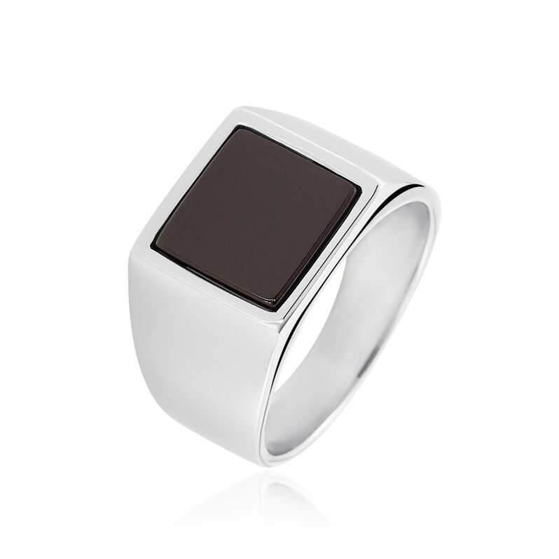 Herren Ring Silber Silber 925 Onyx Schwarz Philip 19,10mm 1,25mm  - Ringe mit Stein Herren | OROVIVO